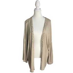 POL Open Front Cardigan Duster Beige Taupe